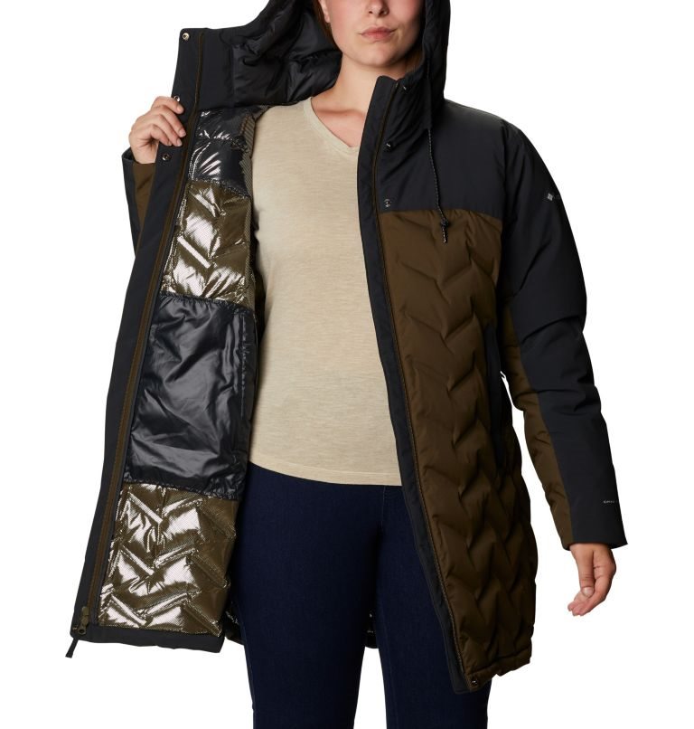 Women's Columbia Mountain Croo Long Down Jackets Olive / Black | Plus Size CA-M6841